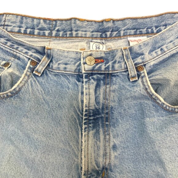 VTG Lucky Brand Men’s Blue Faded Jeans Denim 36x32 Relax Fit Zip Made in USA - Picture 7 of 16